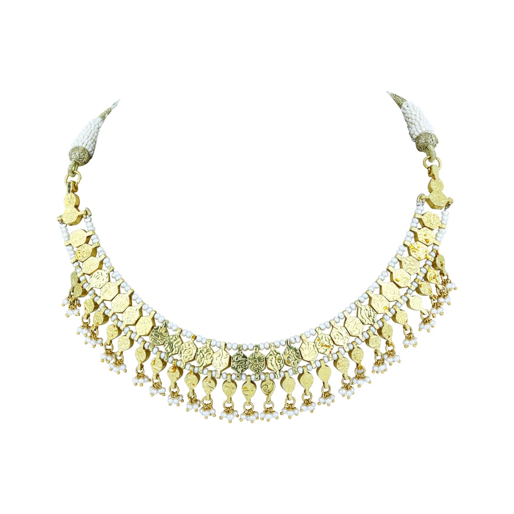 Polki Necklace with Graceful Pearl Beads